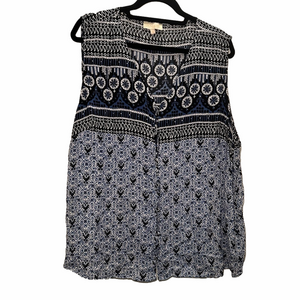 LUCY & LAUREL Blue Multi Blouse Size 3X